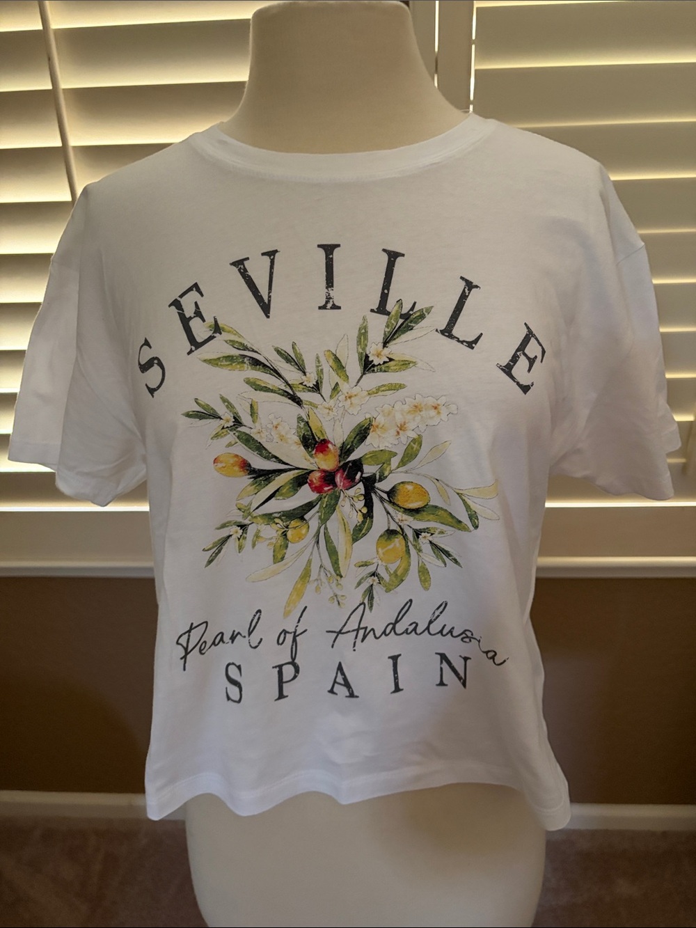 Social Culture Seville Spain Floral Fruit Graphic Tee - White new size L